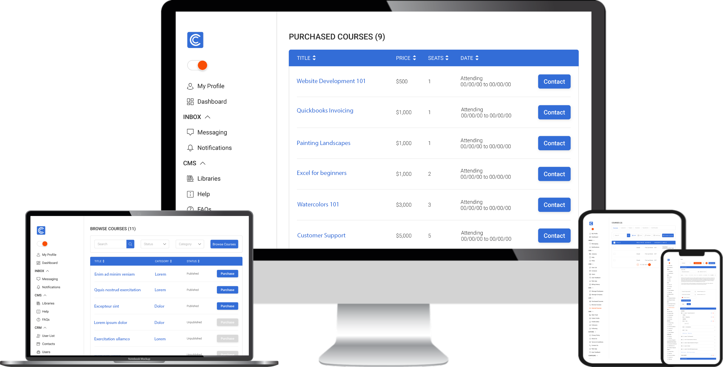 In need of a custom learning management system.  We offer a robust, full-featured learning management system that we can custom brand for companies and individuals.